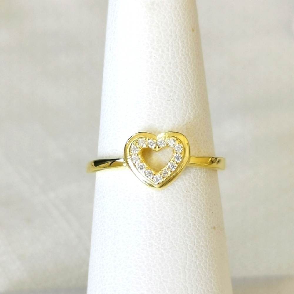 Open heart ring CZ with 14k Gold over sterling silver Size 6 🆕